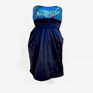 Ruby Rox  Teal Blue/Black Sequined Strapless Party Semi-Formal Dress Size 5